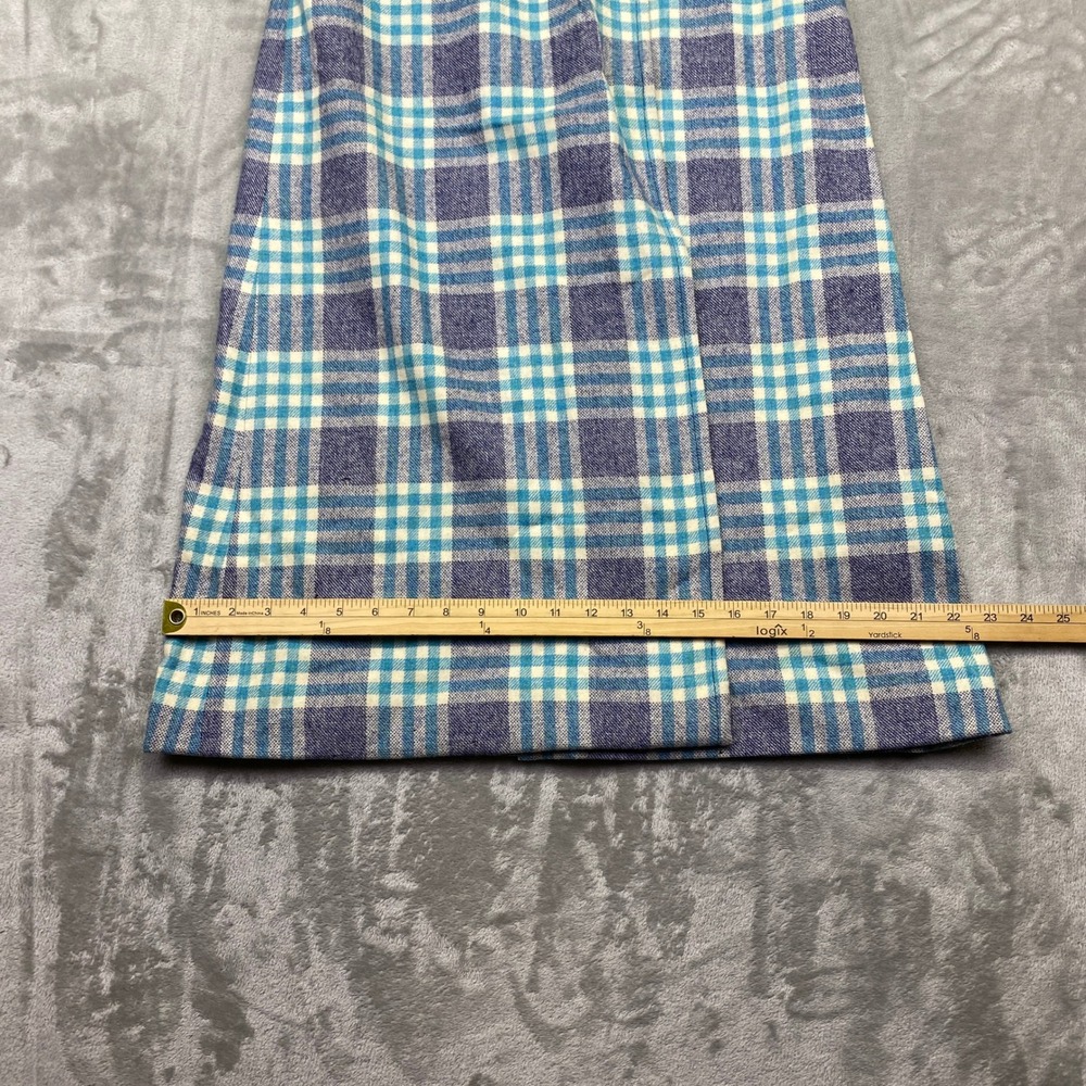 Vintage Pendleton Wool Maxi Skirt Blue Teal Plaid High Waist Size 8 Fits 23" USA - Picture 3 of 9